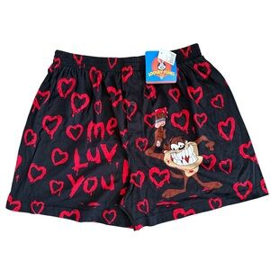 Looney Tunes Taz Me Luv You Black Red Hearts Love Boxer Shorts Vintage NEW Sz M